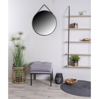 Oglinda din otel/piele artificiala, negru