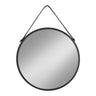 Oglindă rotundă de perete cu ramă neagră din oțel și piele artificială Ø60 cm