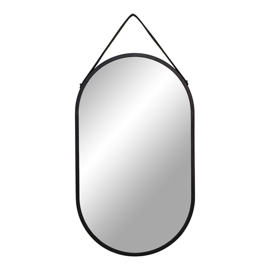 Oglinda din otel/piele artificiala, negru