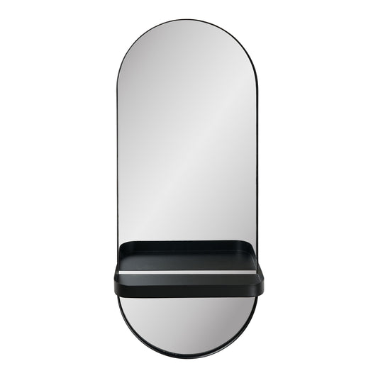 Olbia Oglinda cu raft metalic din otel, negru 25x12x60 cm