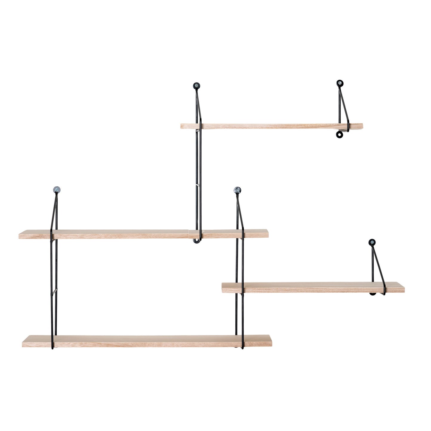 Raft suspendat, cu 4 polite din lemn, rama neagra 