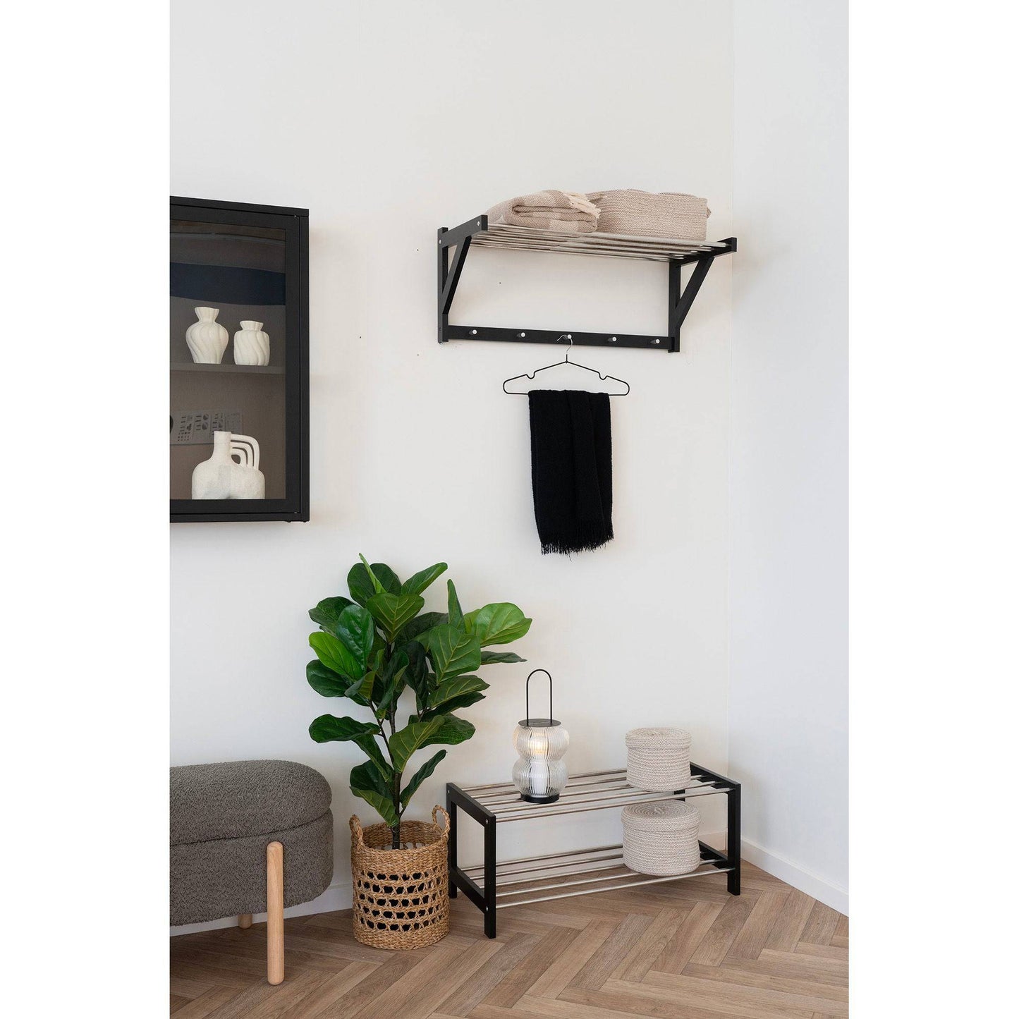 Suport pentru palarii, lemn/otel, negru 