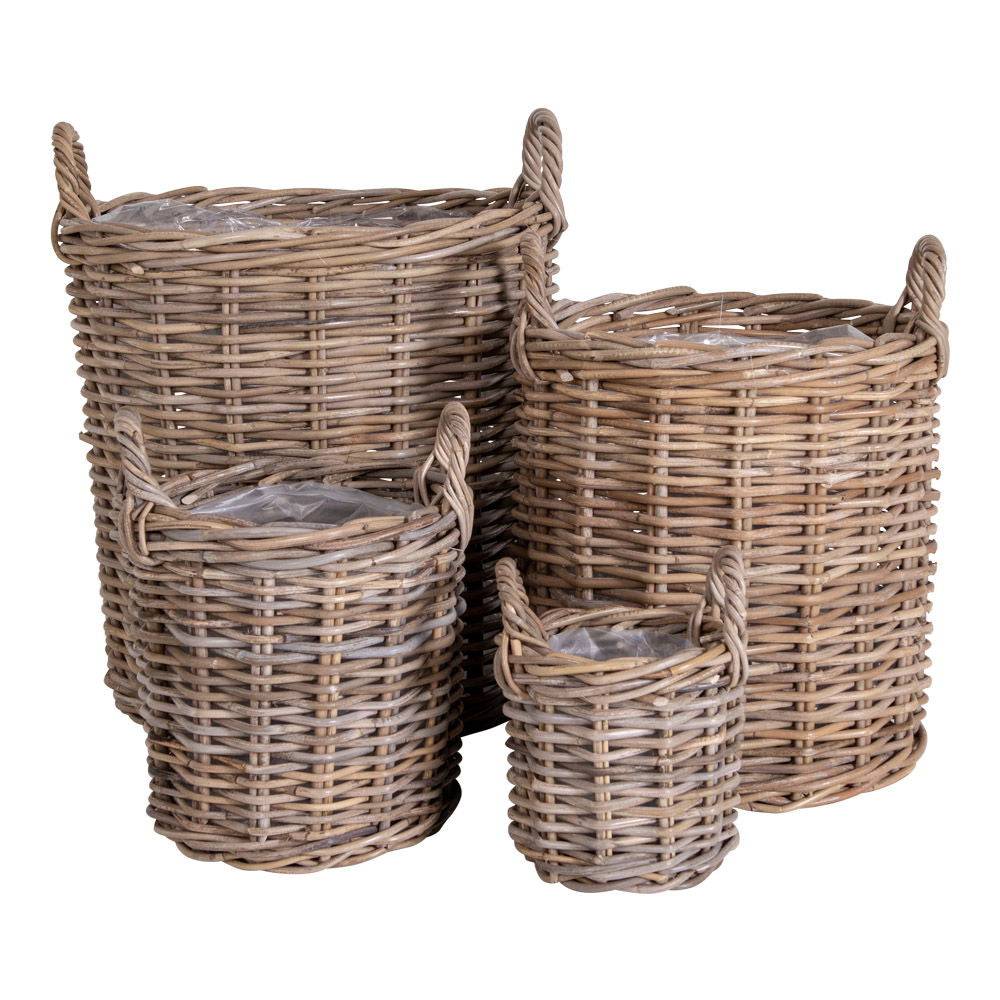 cos din ratan kubu, natur set de 4