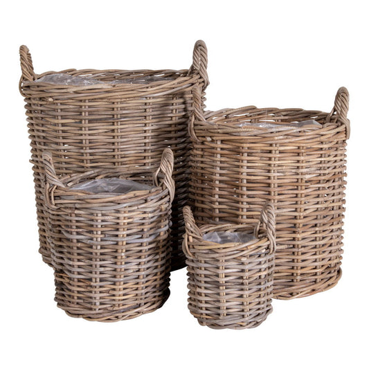 cos din ratan kubu, natur set de 4