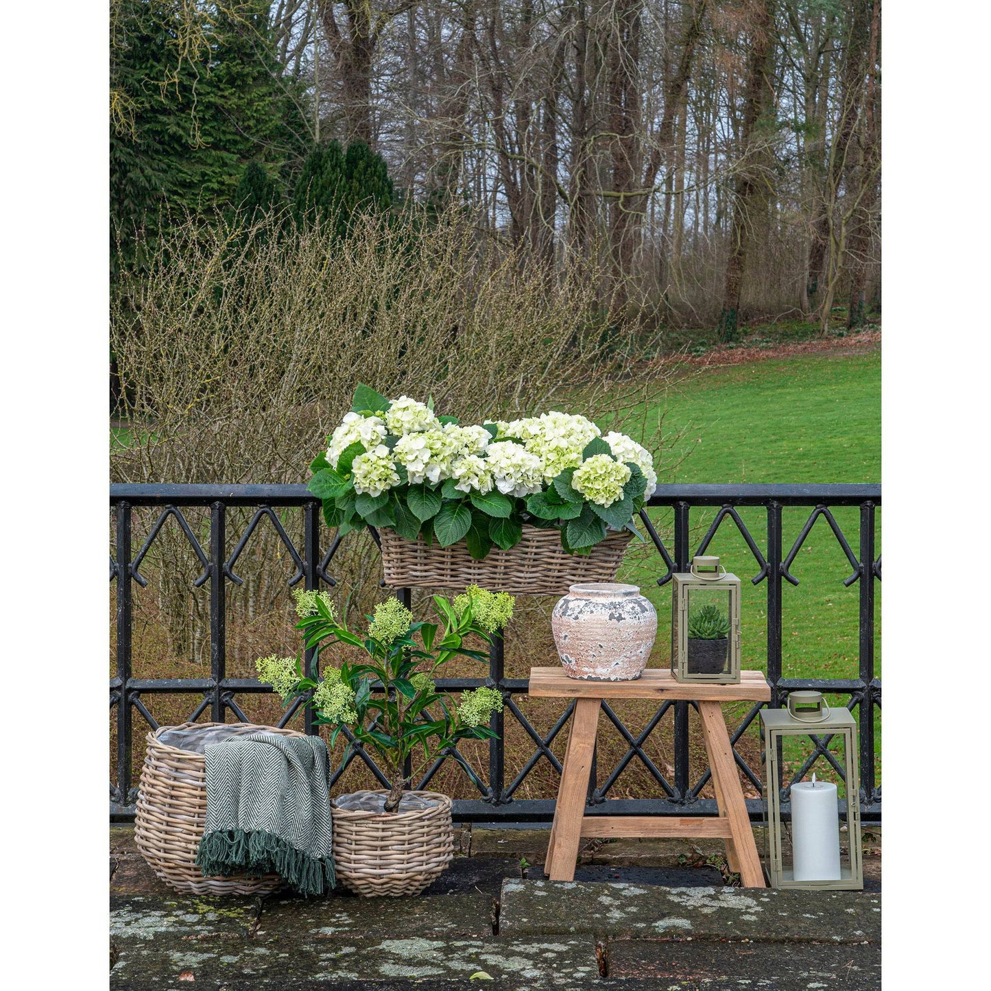 Cos din ratan kubu, natur set de 2, in living