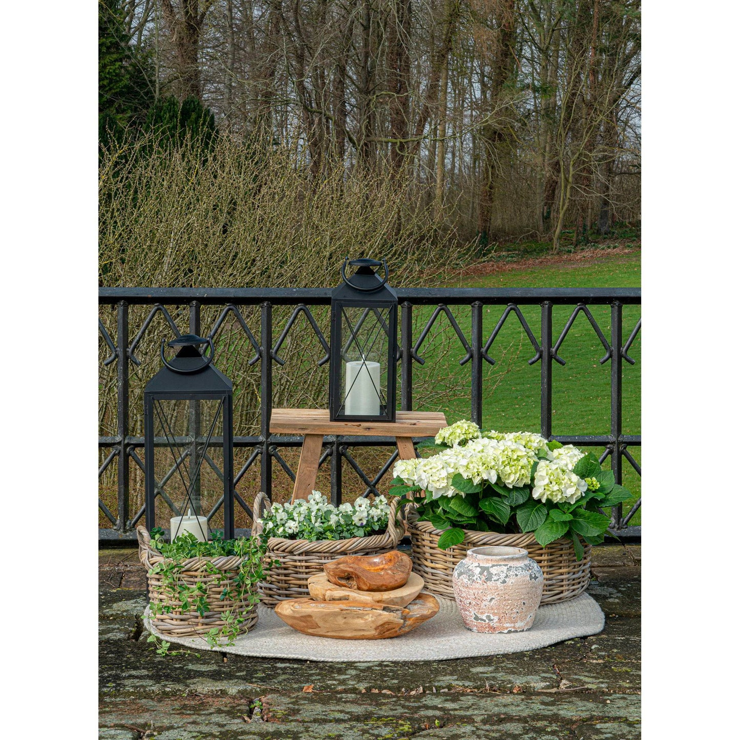 cos din ratan kubu, natur set de 3, in decor scandinav