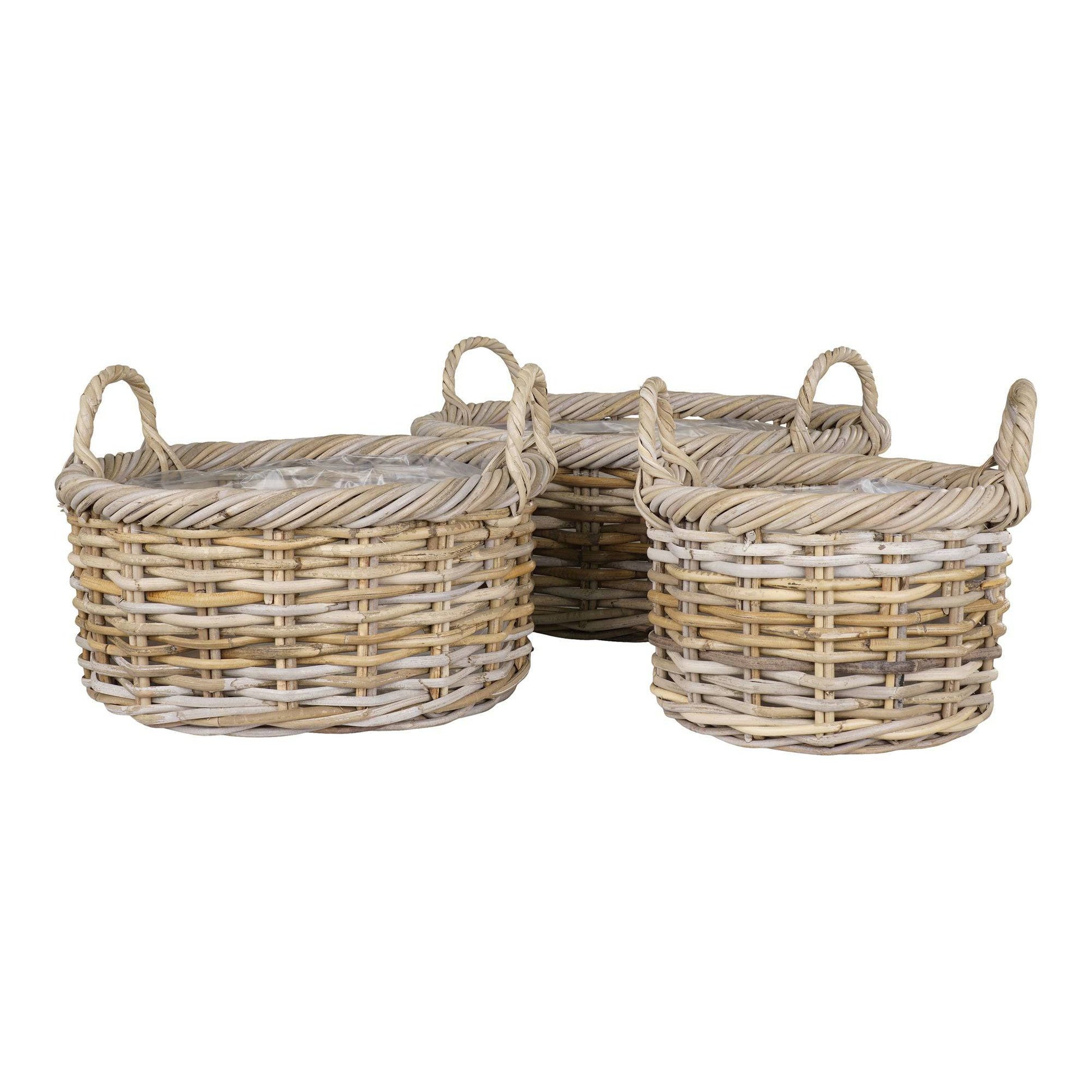 cos din ratan kubu, natur set de 3