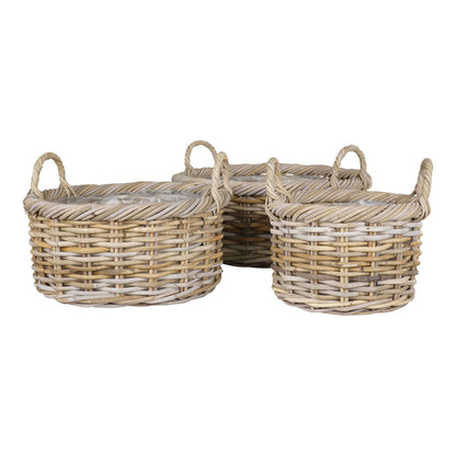 cos din ratan kubu, natur set de 3