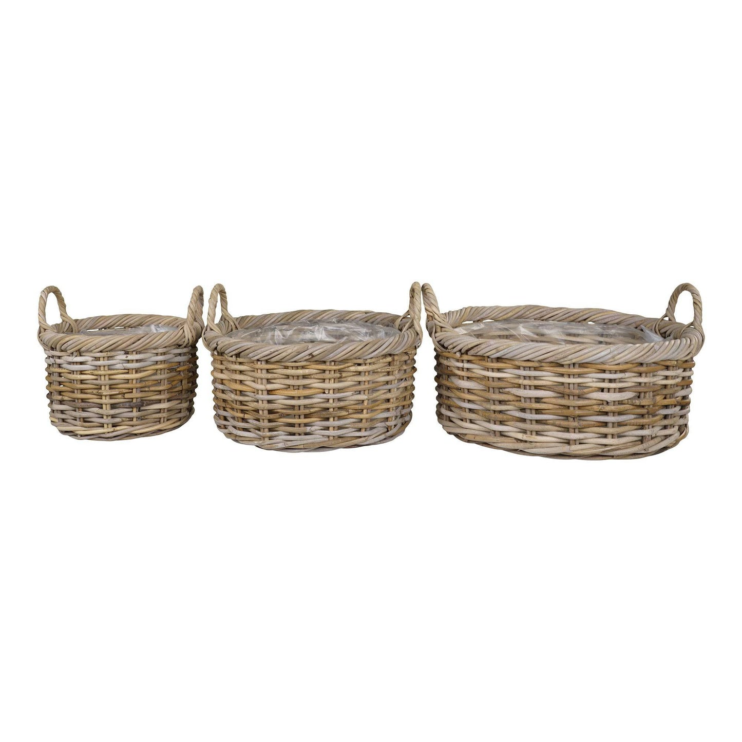 cos din ratan kubu, natur set de 3