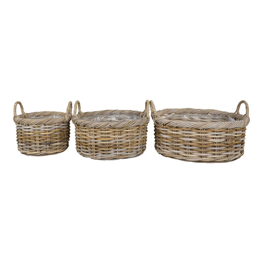 cos din ratan kubu, natur set de 3