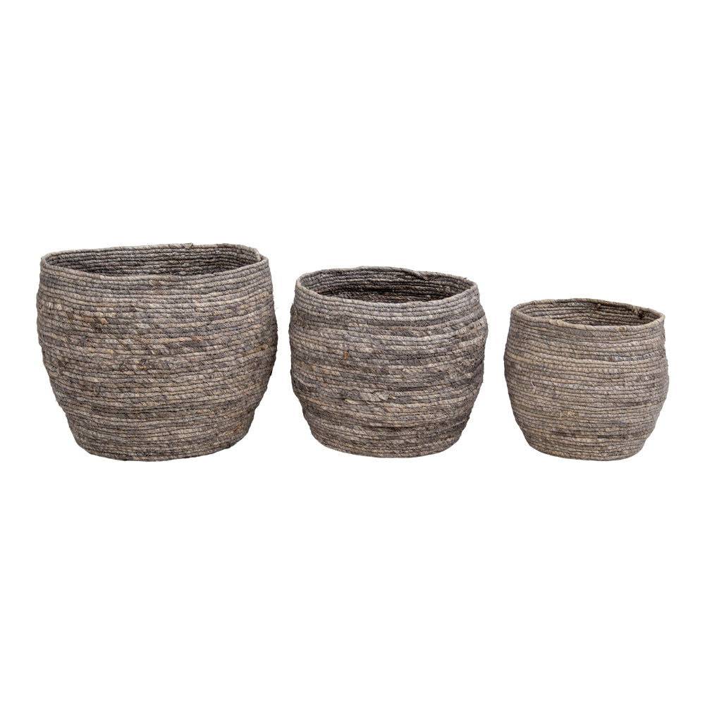 cos din frunze de porumb, gri, set de 3