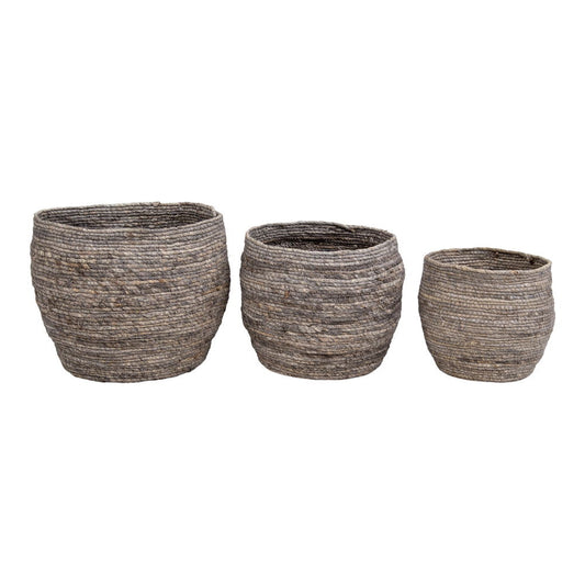 cos din frunze de porumb, gri, set de 3