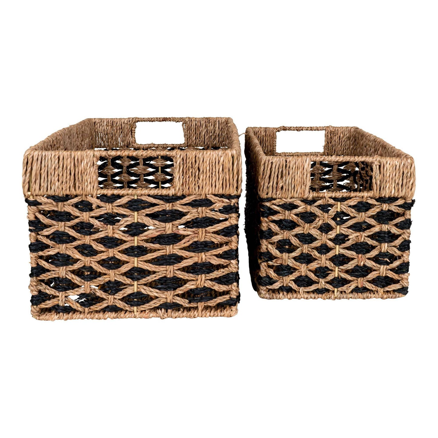 cos din iarba de mare, negru/natur set de 2