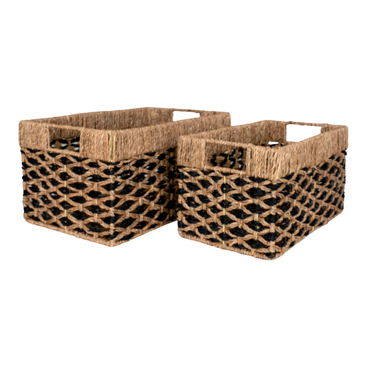 cos din iarba de mare, negru/natur set de 2