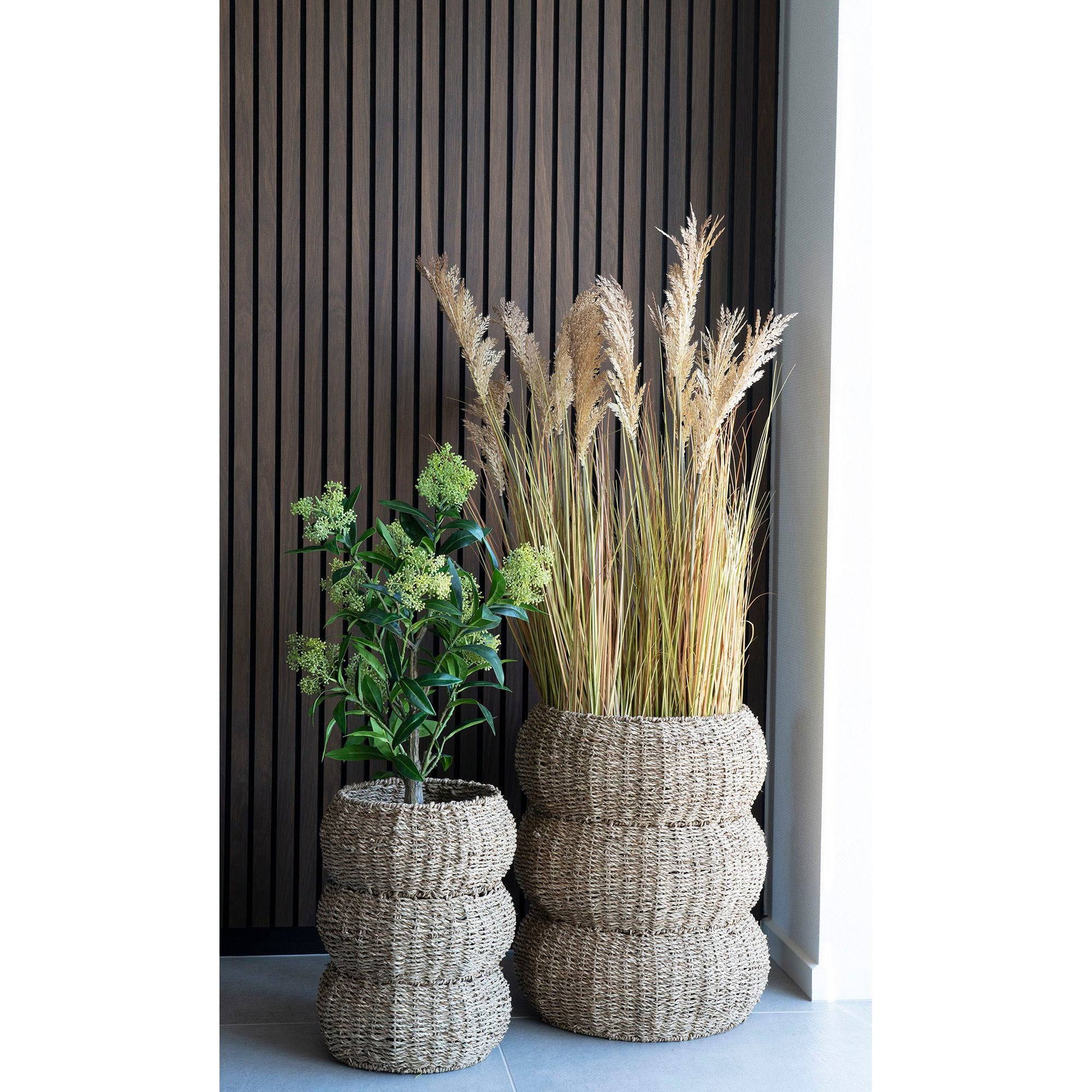 cos din iarba de mare, natur, set de 2, in living