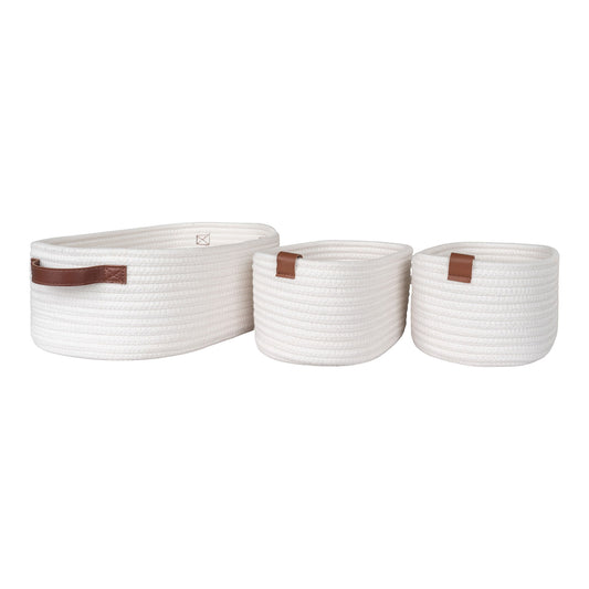  cos din bumbac, alb set de 3