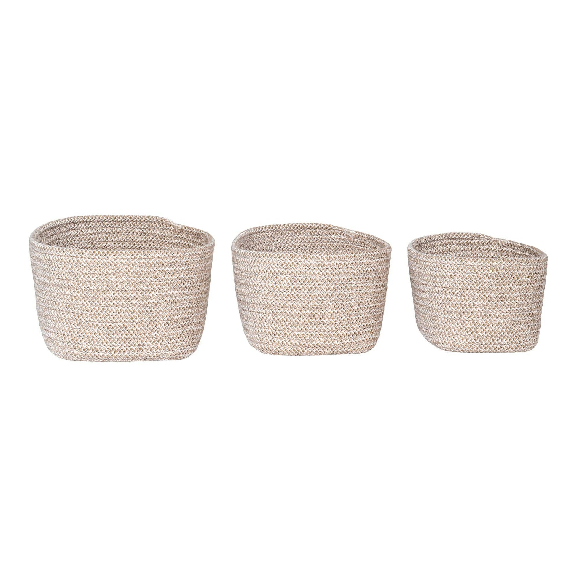 cos din bumbac, bej set de 3