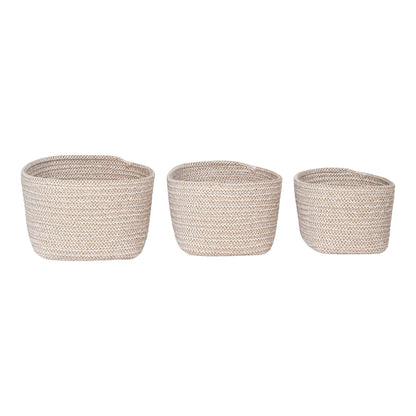 cos din bumbac, bej set de 3