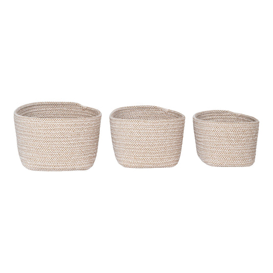 cos din bumbac, bej set de 3