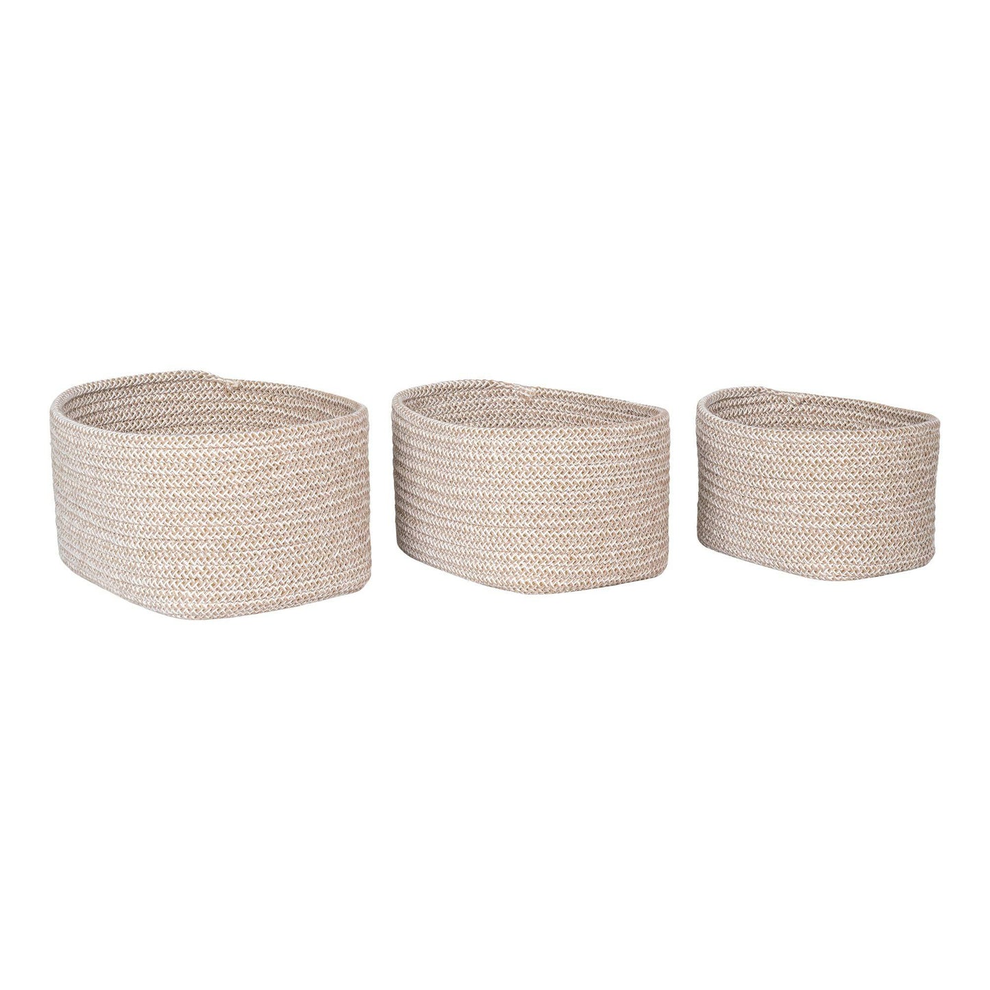 cos din bumbac, bej set de 3