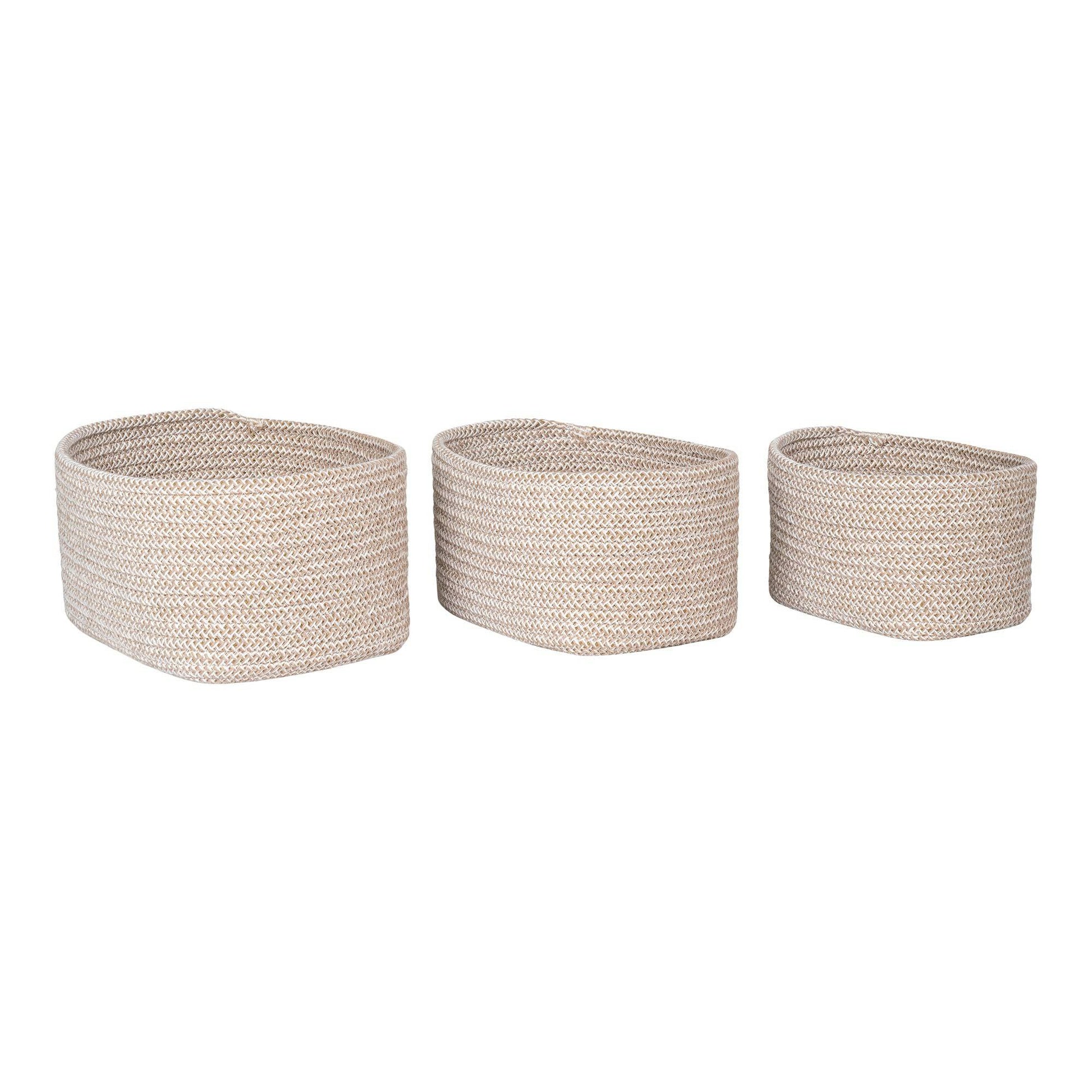 cos din bumbac, bej set de 3