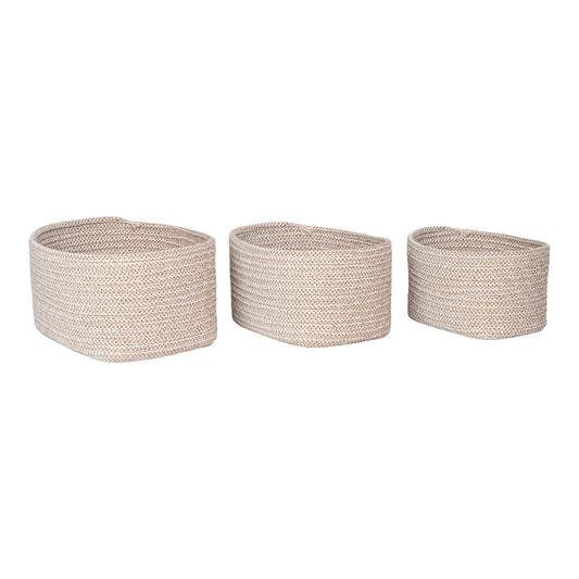cos din bumbac, bej set de 3