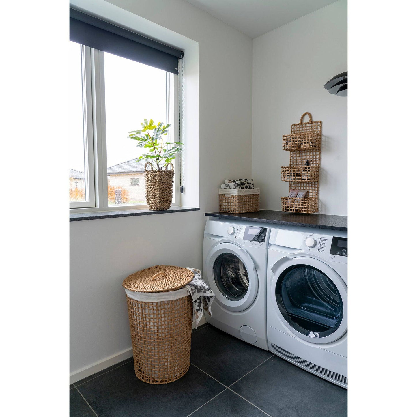  Cos de rufe, paper, natur/alb, in living scandinav