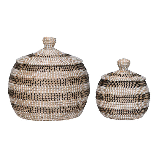 cos din iarba de mare, natur/alb/negru set de 2