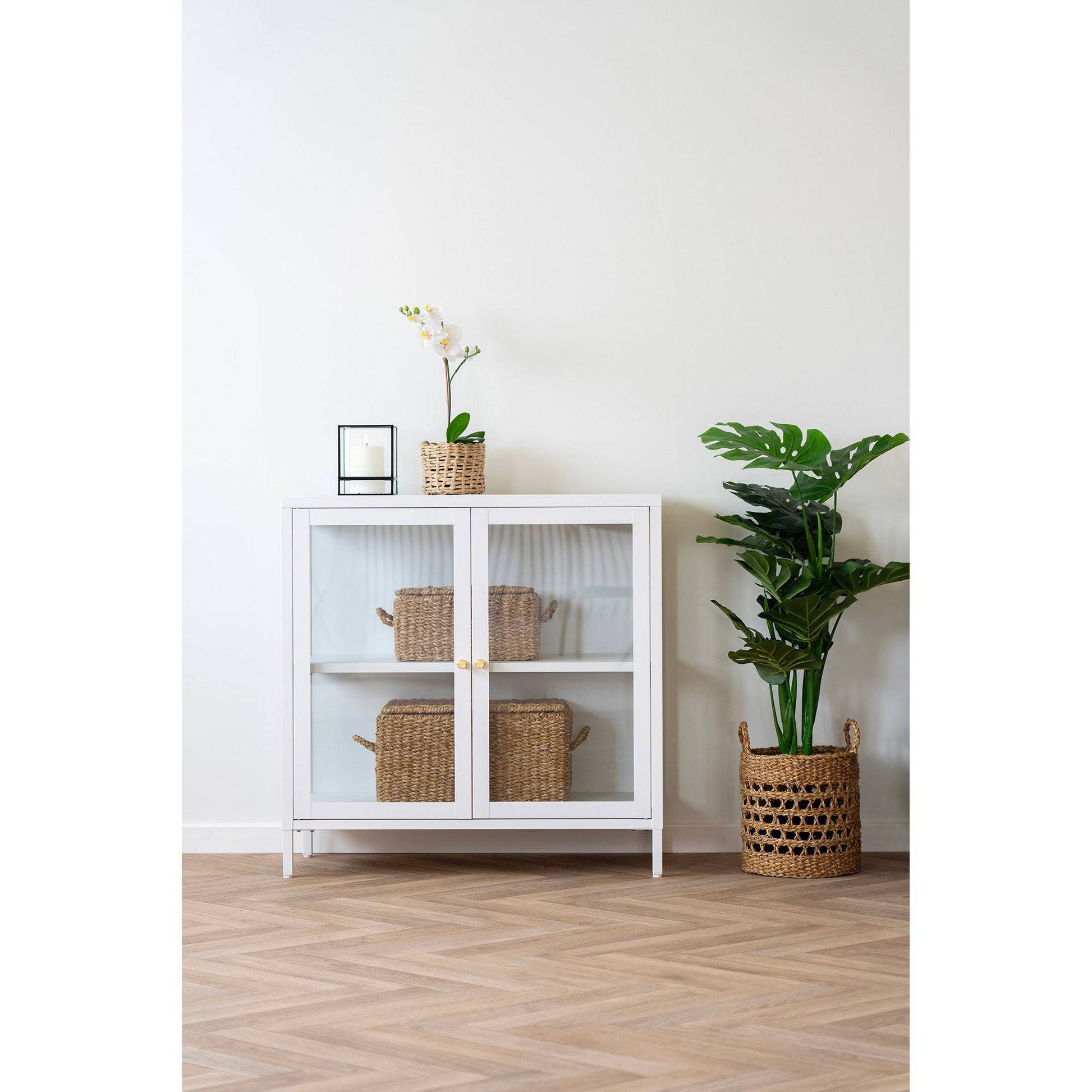 cos din iarba de mare/metal, natur set de 2, in living