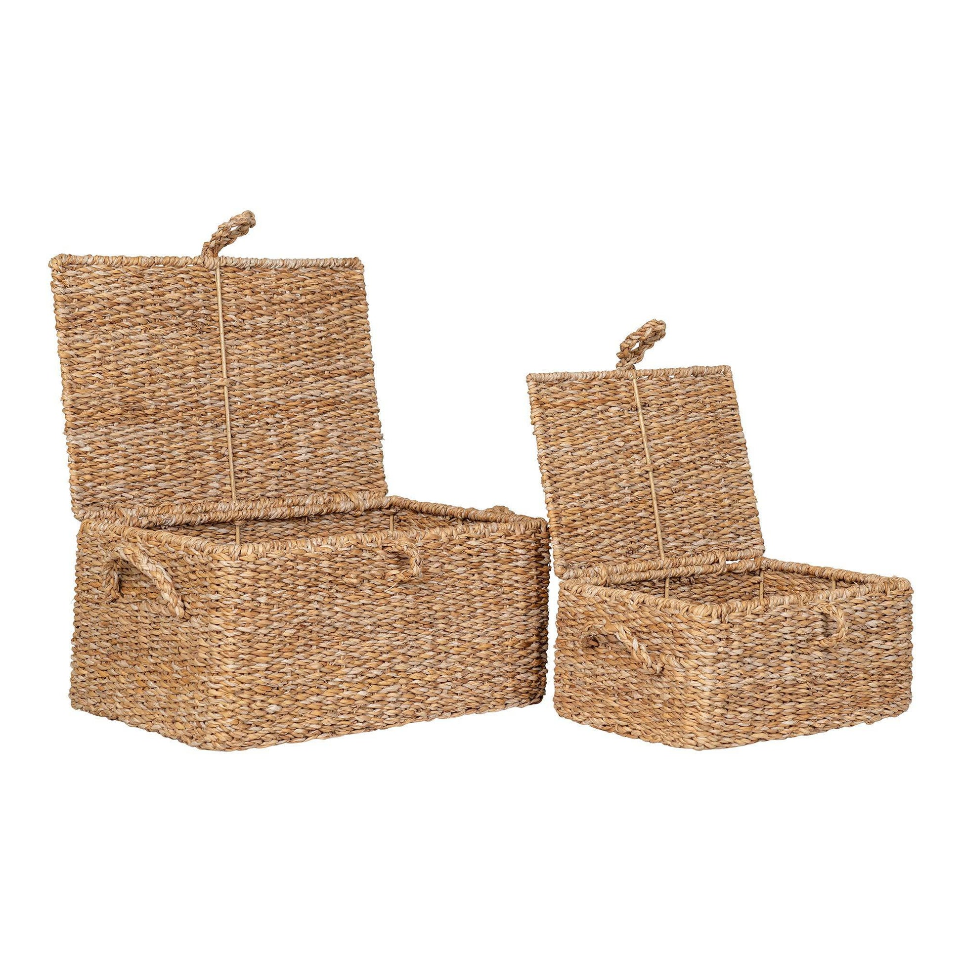 cos din iarba de mare/metal, natur set de 2