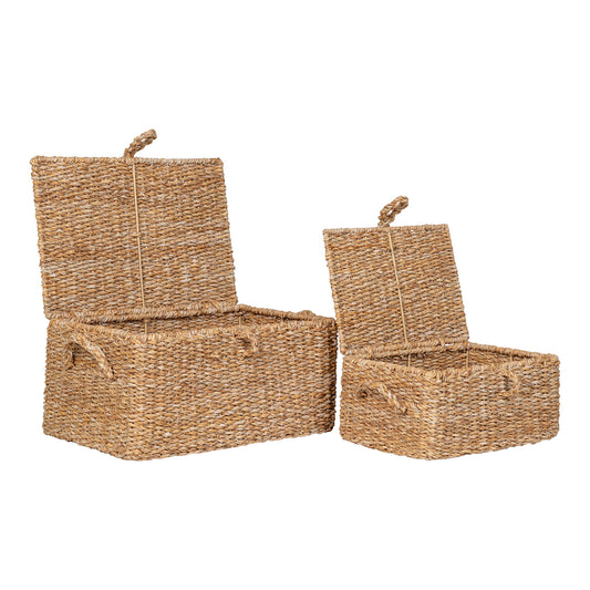 cos din iarba de mare/metal, natur set de 2