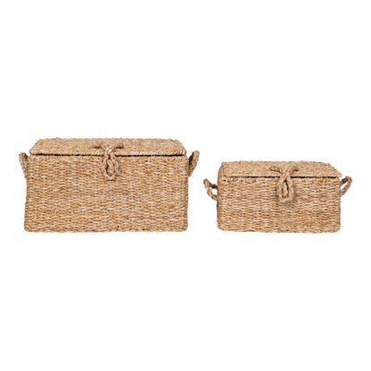 cos din iarba de mare/metal, natur set de 2
