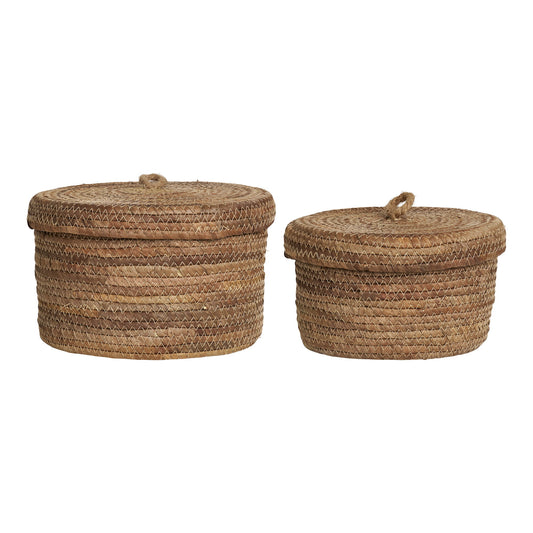 cos din frunze de banana, natur , set de 2