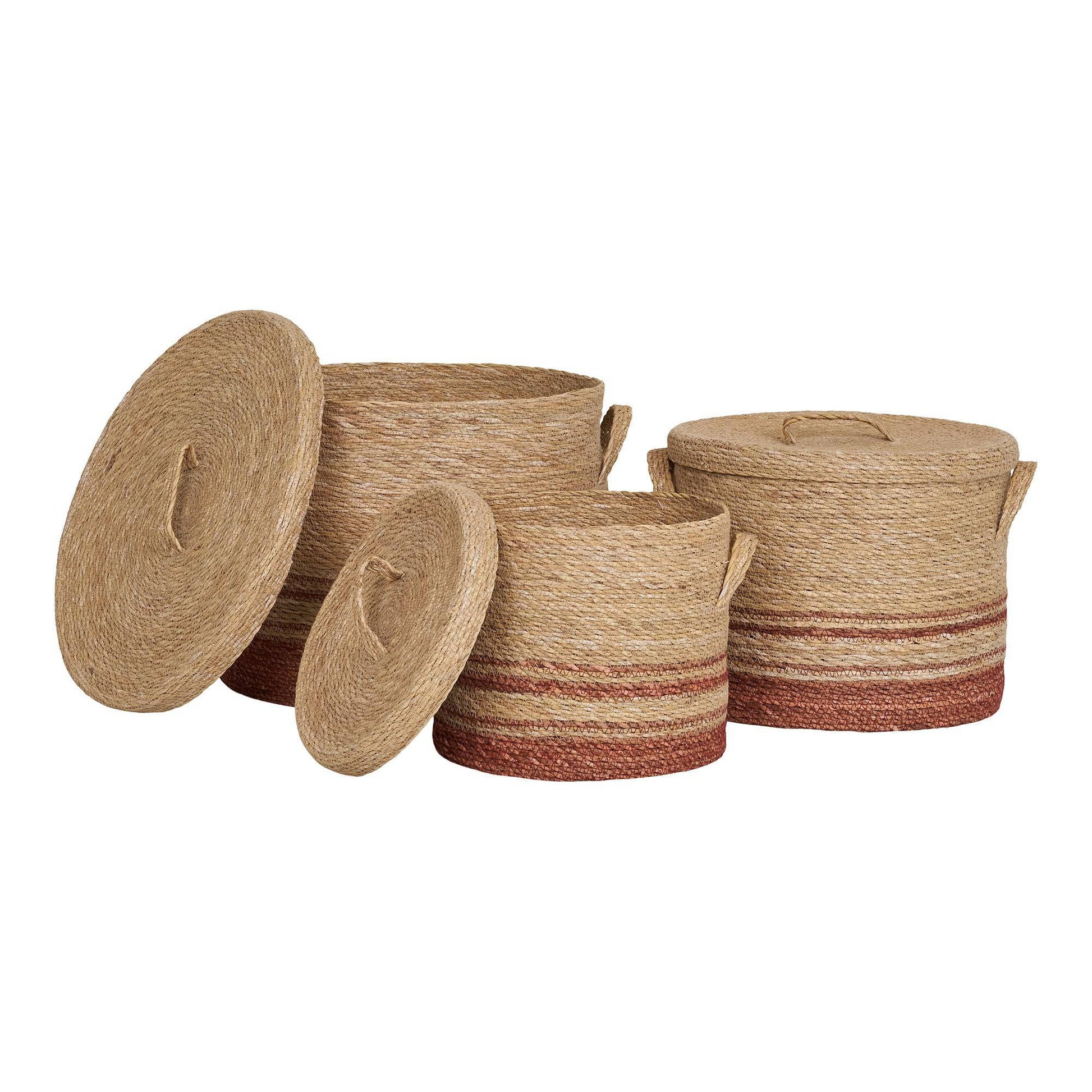 cos din iarba de mare, natur/maro set de 3