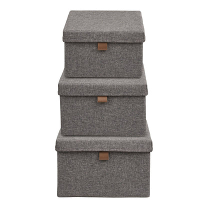 Cutii de depozitare, textil, gri inchis, set de 3