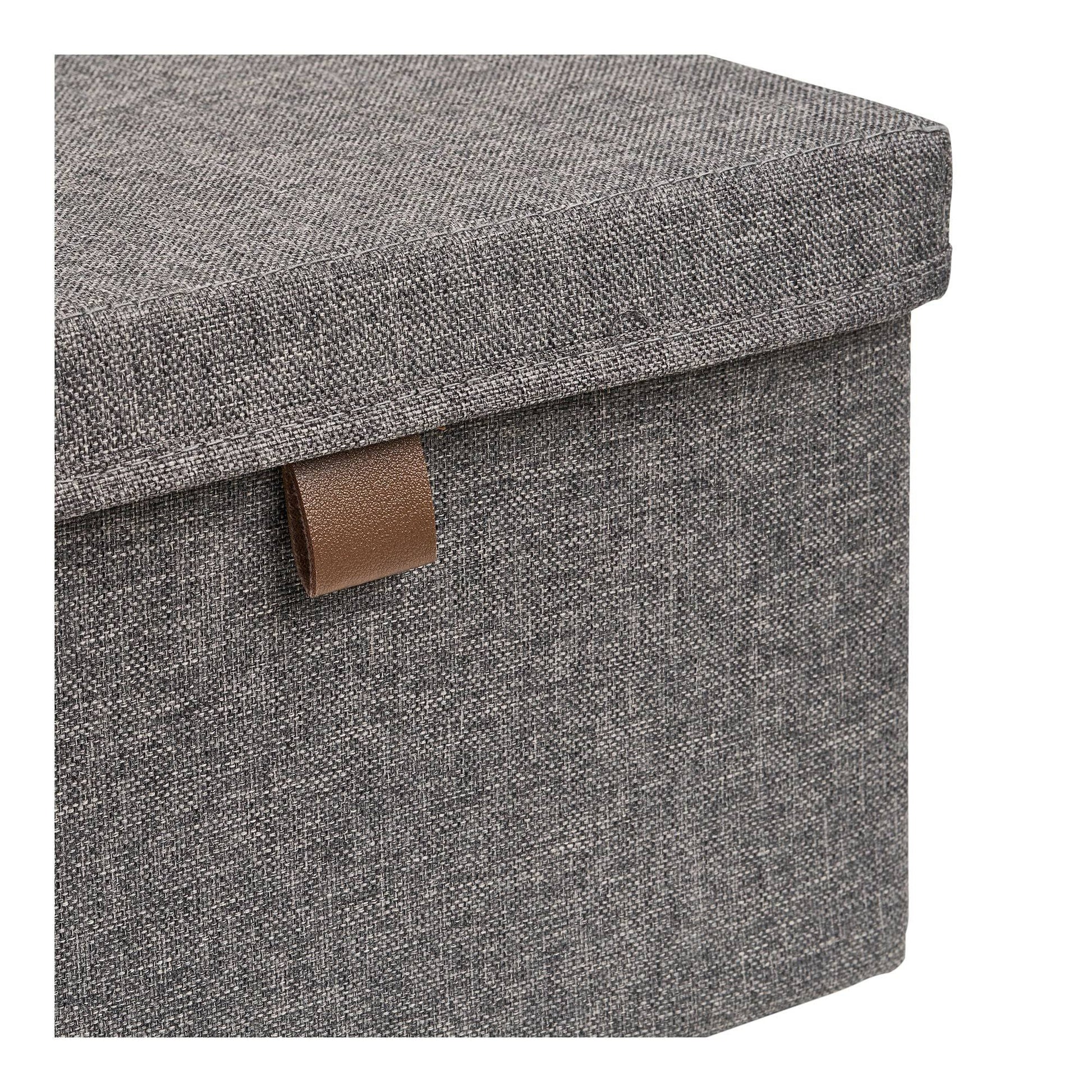 Cutii de depozitare, textil, gri inchis, set de 3, detaliu