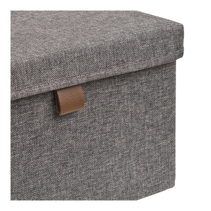 Cutii de depozitare, textil, gri inchis, set de 3, detaliu