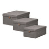 Cutii de depozitare textile, gri inchis, set de 3 Noto