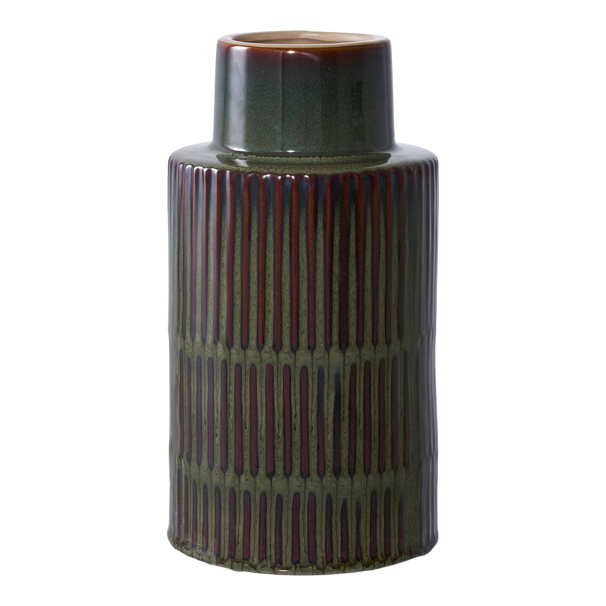 Vaza din ceramica, verde/maro 