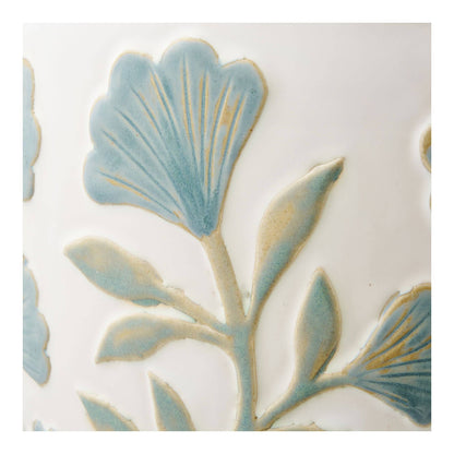 Ghiveci din ceramica, alb mix, detaliu
