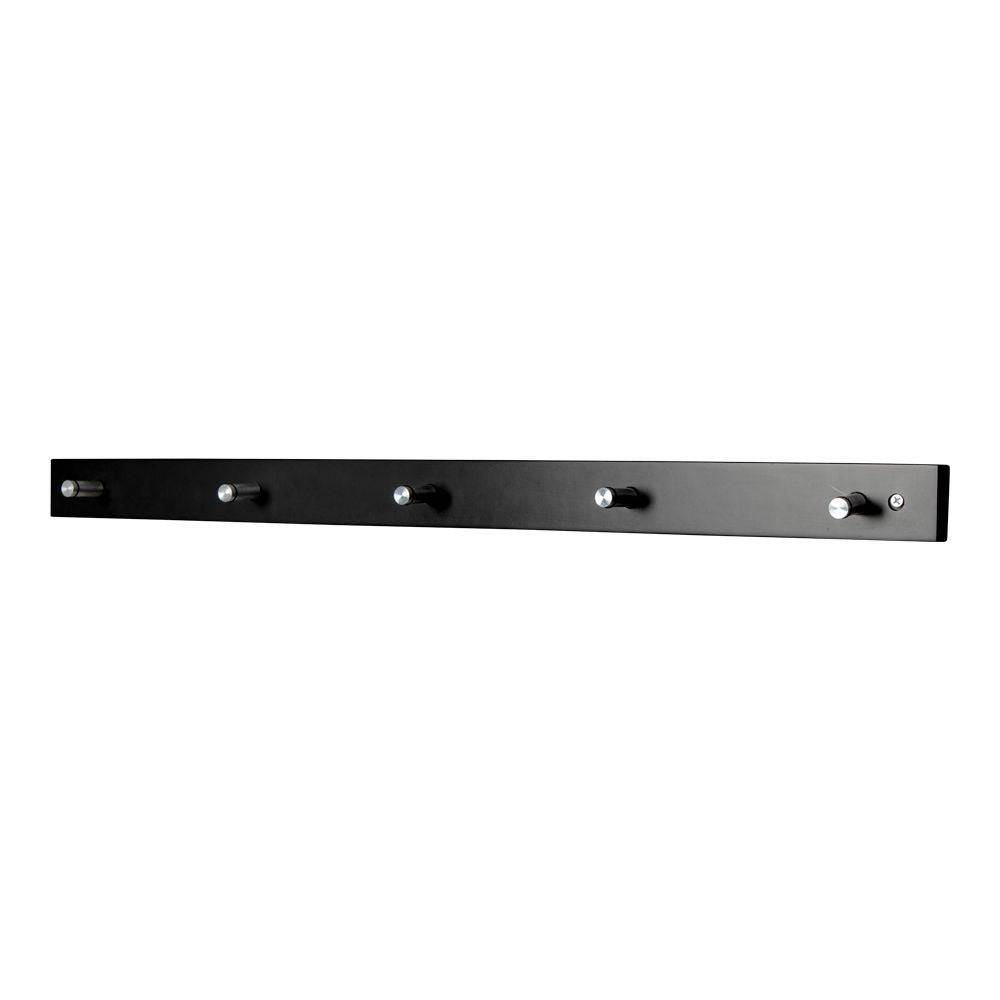  Cuier din lemn/metal, 5 carlige, negru