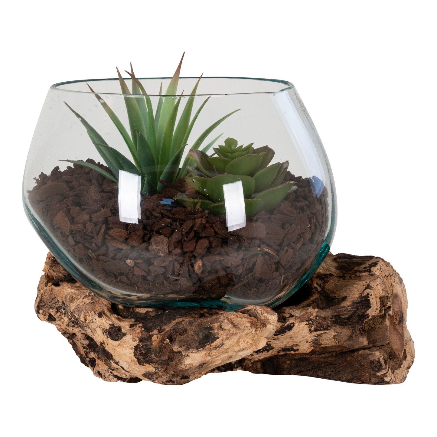 Decoratiune sub forma de picatura, din tec/sticla, natur
