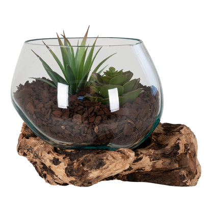 Decoratiune sub forma de picatura, din tec/sticla, natur