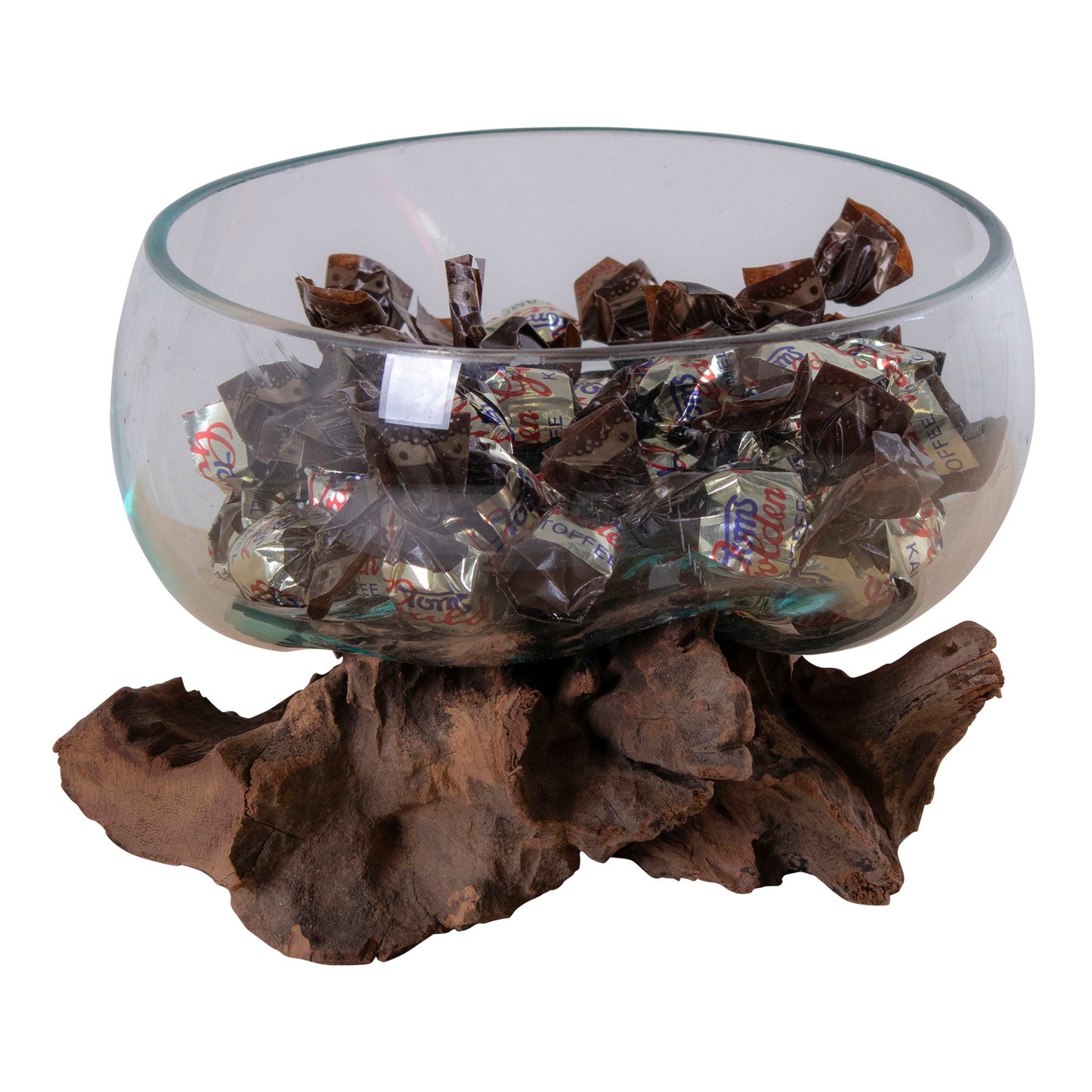 Decoratiune sub forma de picatura, din tec/sticla, natur