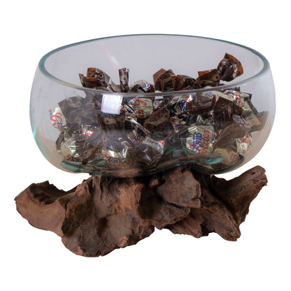 Decoratiune sub forma de picatura, din tec/sticla, natur
