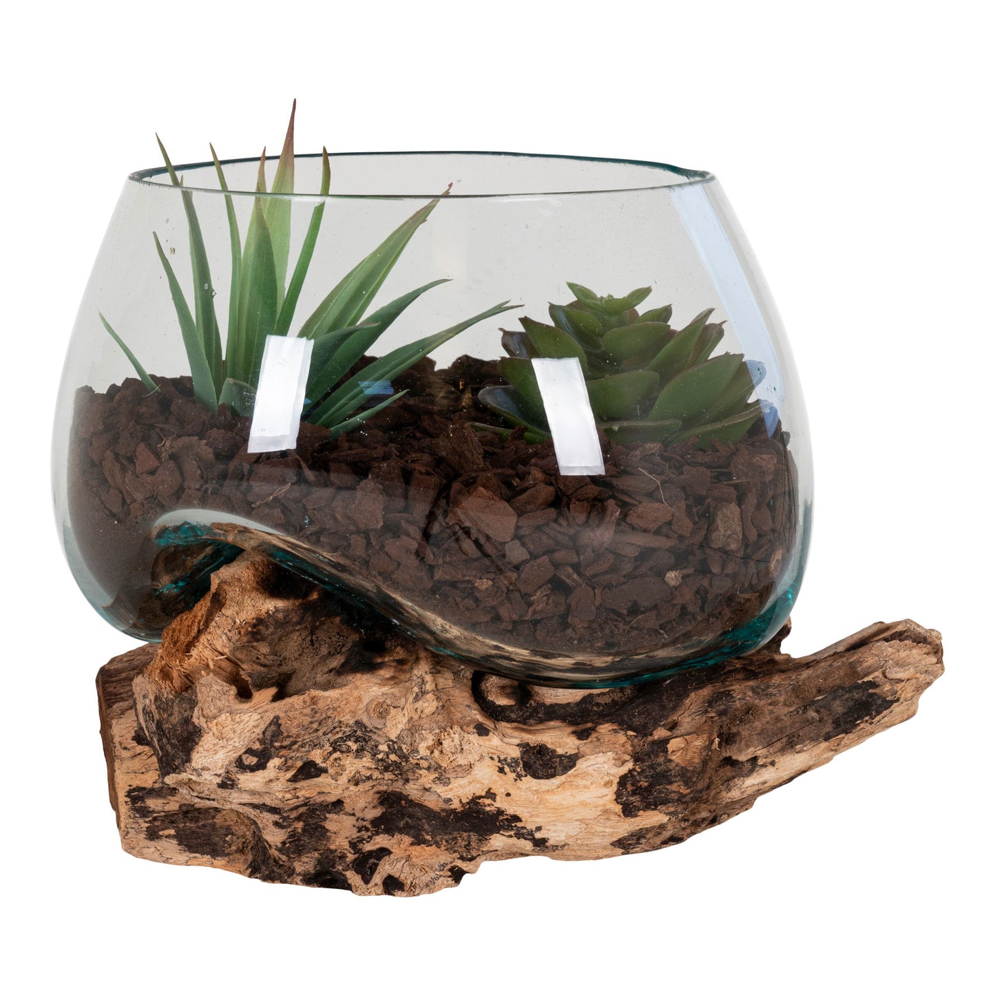 Decoratiune sub forma de picatura, din tec/sticla, natur