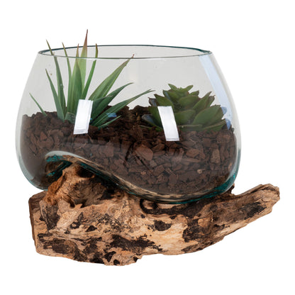 Decoratiune sub forma de picatura, din tec/sticla, natur