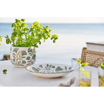 Tava din ceramica, mix alb, pe terasa