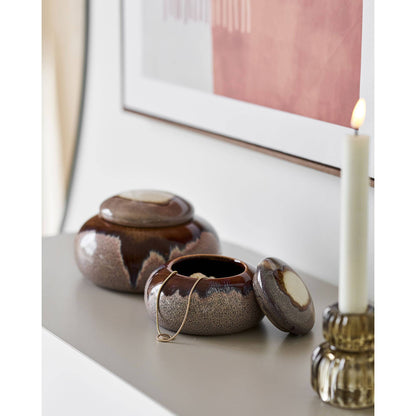 Borcane din ceramica maro, set de 2, detaliu