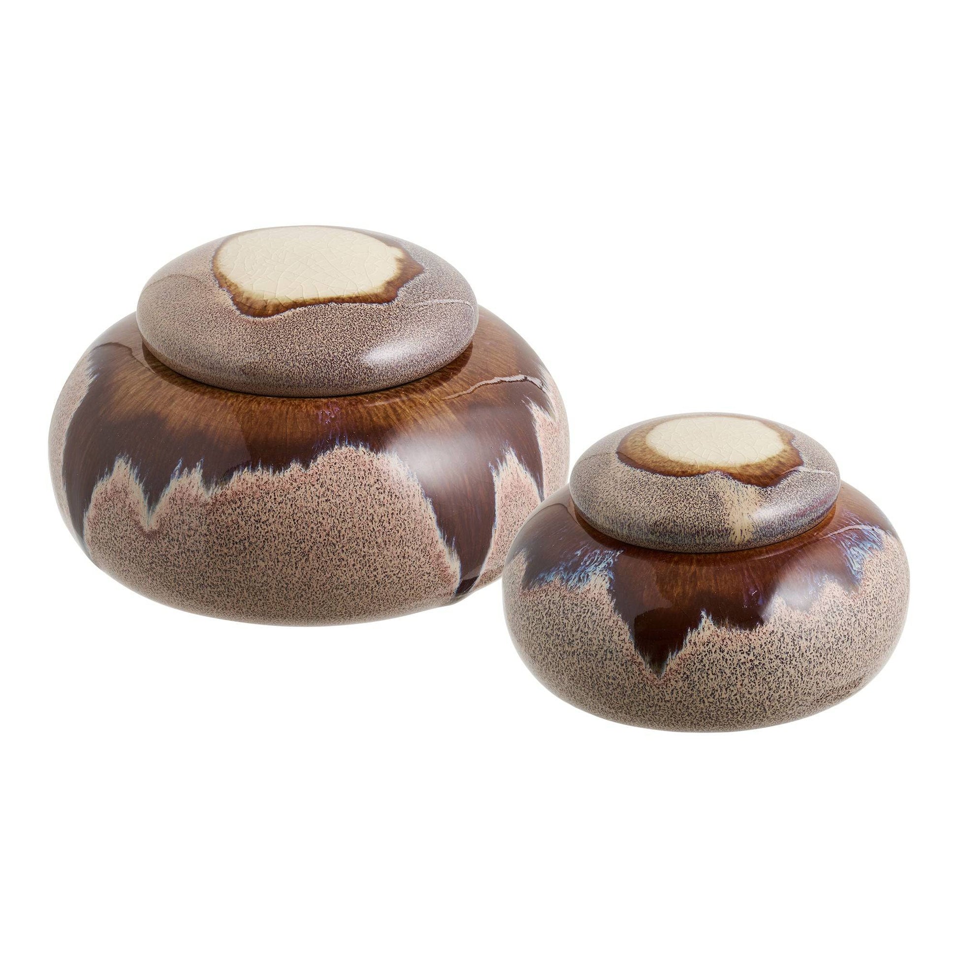 Borcane din ceramica maro, set de 2